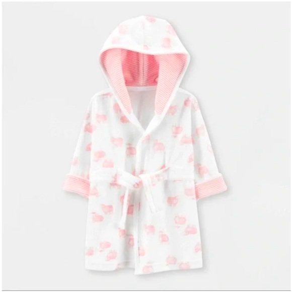 NWT Carter’s 0-9 months Just One You Baby Girls’ Sheep Bath Robe White & Pink - Picture 1 of 9